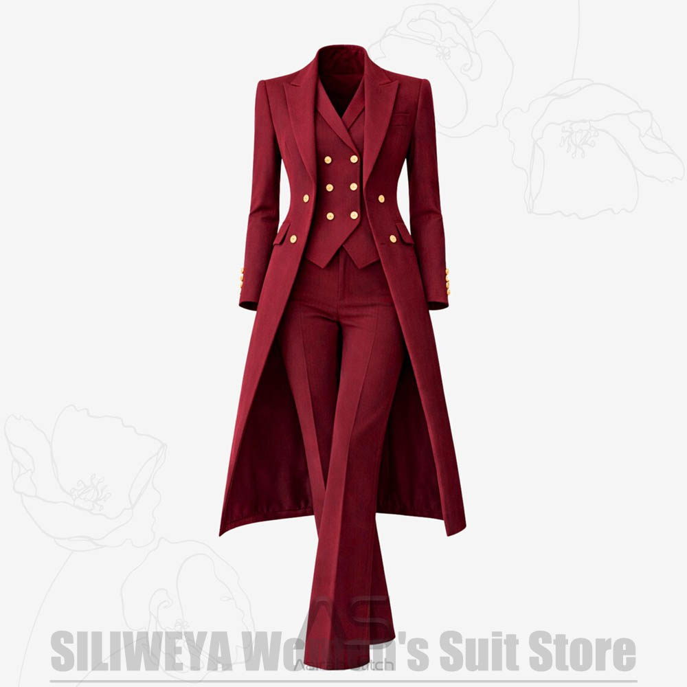Women Formal Wear Pants - Women's Suit 3 Piece Double Breasted