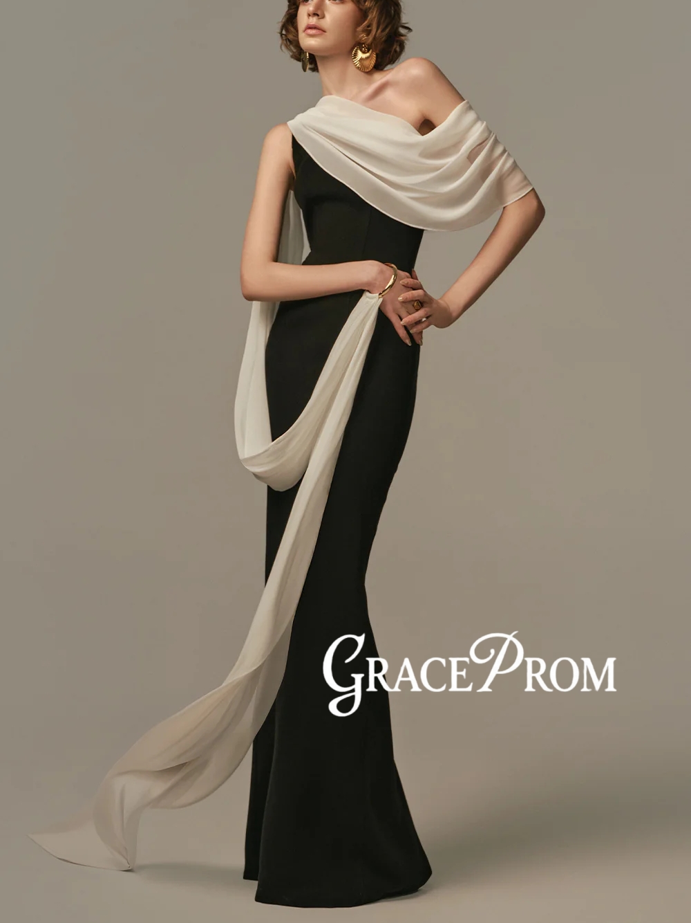 Elegant Two Tone Evening Gown  - Formal Gala Wear Women review and price