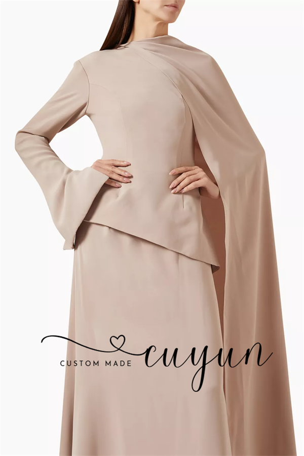 CUYUN Customized Khaki Modest  - Women'S Formal Wear For Wedding Guest review and price