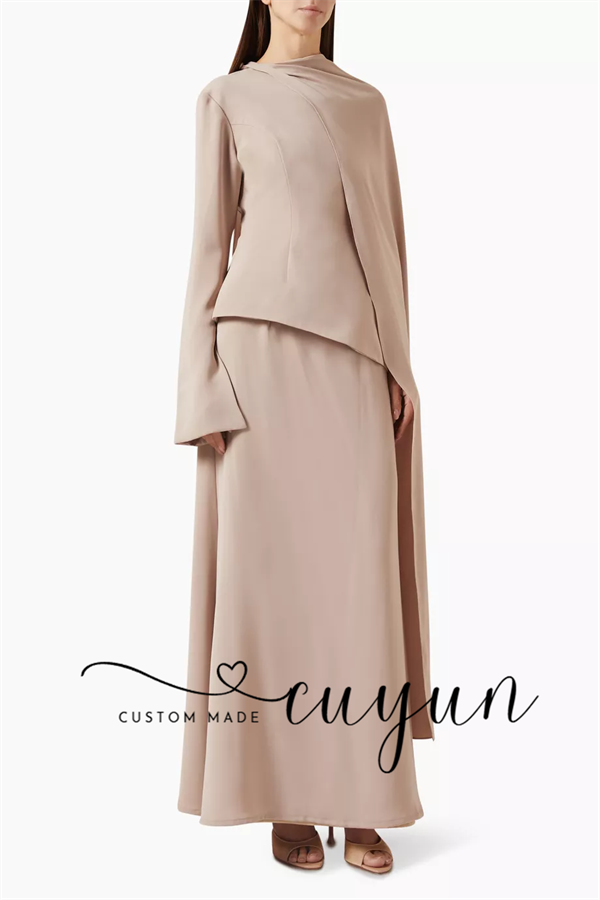 CUYUN Customized Khaki Modest  - Women'S Formal Wear For Wedding Guest review and price