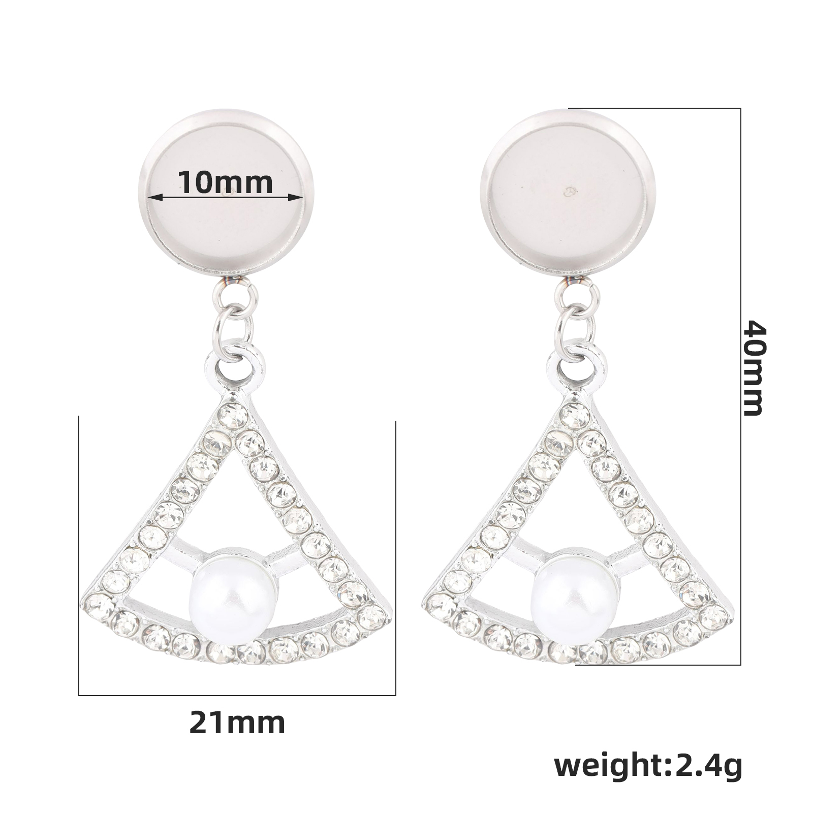 10pcs Stainless Steel Fit 10mm - Pearl Earring Stud review and price