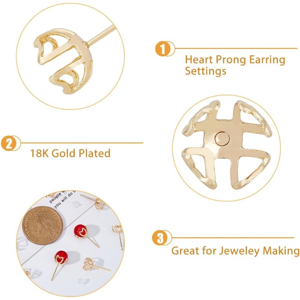 30Pcs Earring Mounting 4-Heart - Pearl Earring Stud review and price
