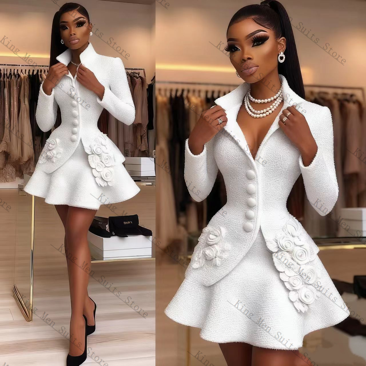 Luxury White Women Suit Set 2  - Women'S Formal Wear For Wedding Guest review and price