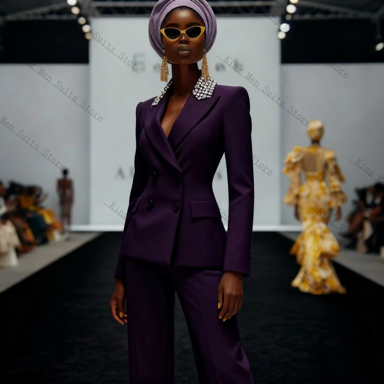 Luxury Crystals Women Suit Set - Women'S Formal Wear For Wedding Guest review and price