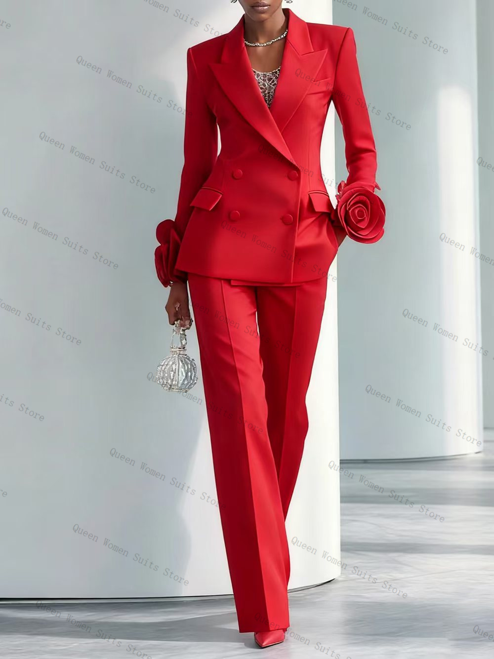 Luxury Red Women Suit Set 2 Pc - Women'S Formal Wear For Wedding Guest review and price