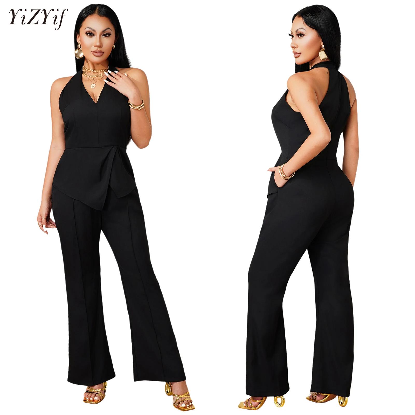 Sleeveless V-neck Jumpsuit Asy - Women Formal Wear Pants review and price