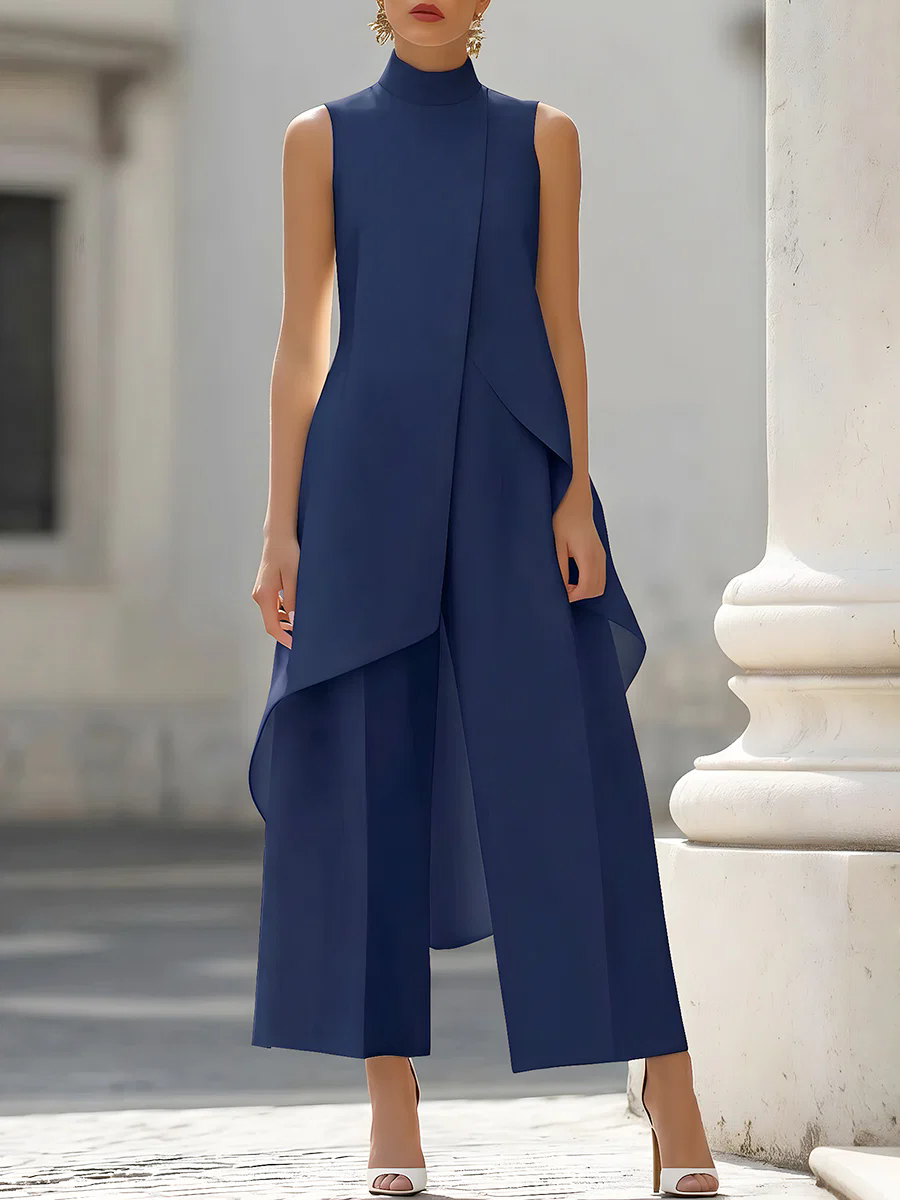 Sleeveless High Neck Asymmetri - Women Formal Wear Pants review and price